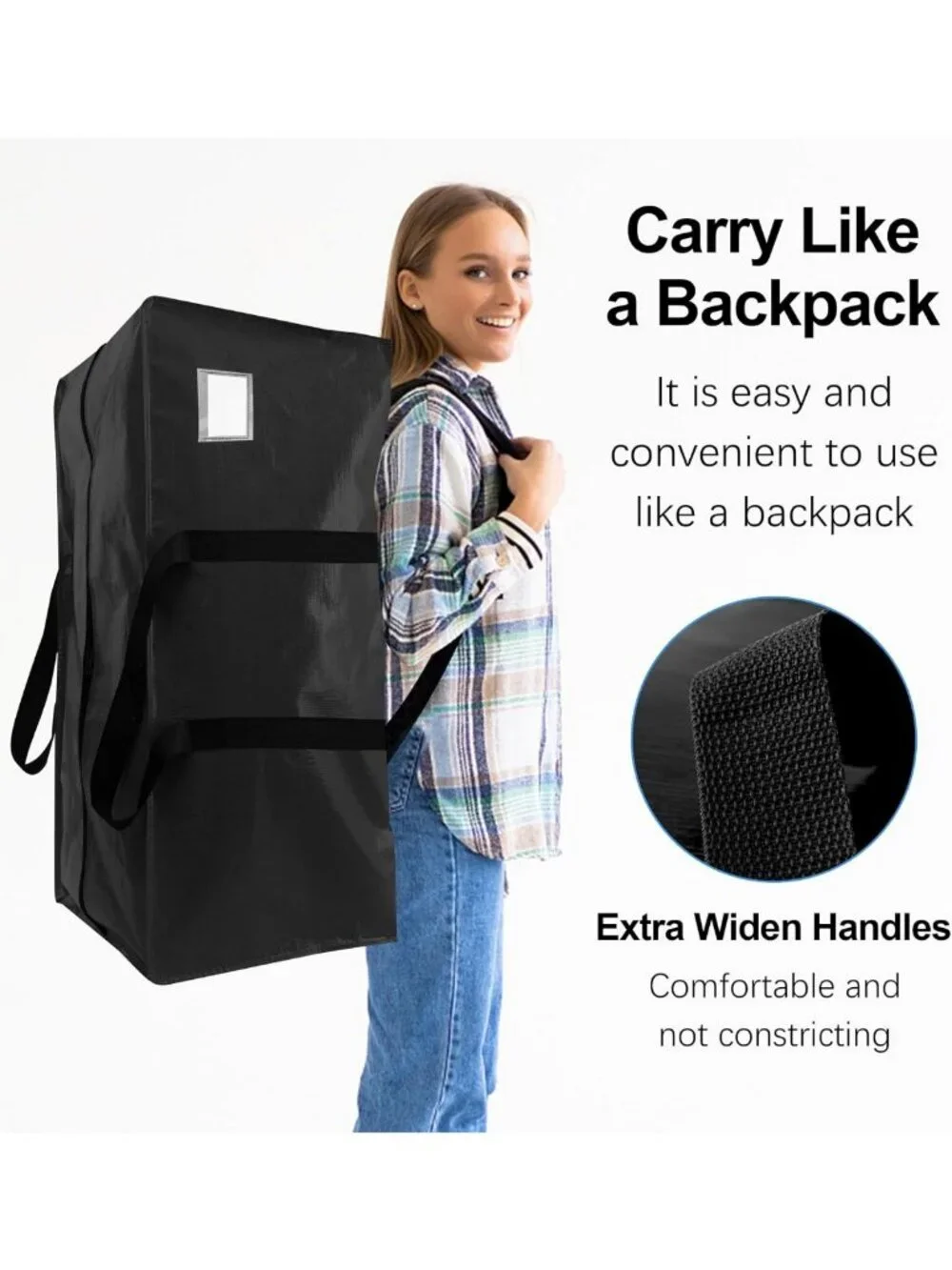 Extra Large Heavy Duty Moving Bags with Backpack Straps - 6 Pack Storage Totes